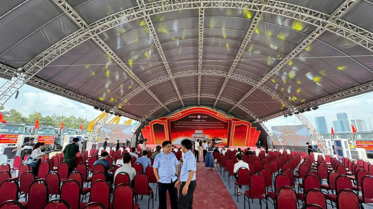 Hình ảnh chuẩn bị cho lễ khởi công Trung Tâm Hành Chính Thủ Thiêm